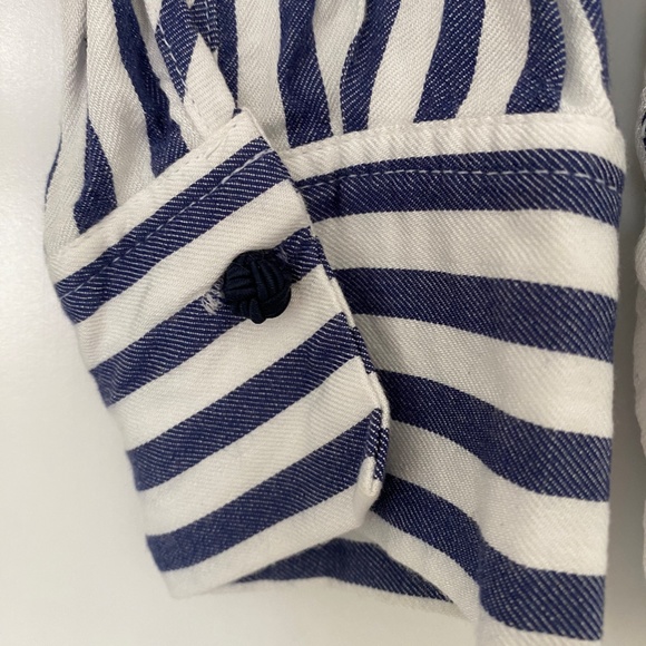 Zara Blue and White Striped Buttoned Blouse - Picture 3 of 7